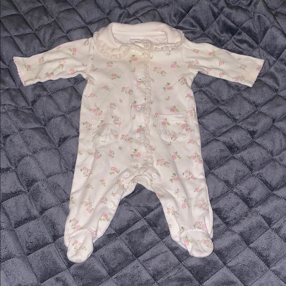 Starting Out White and Pink Footie One Piece